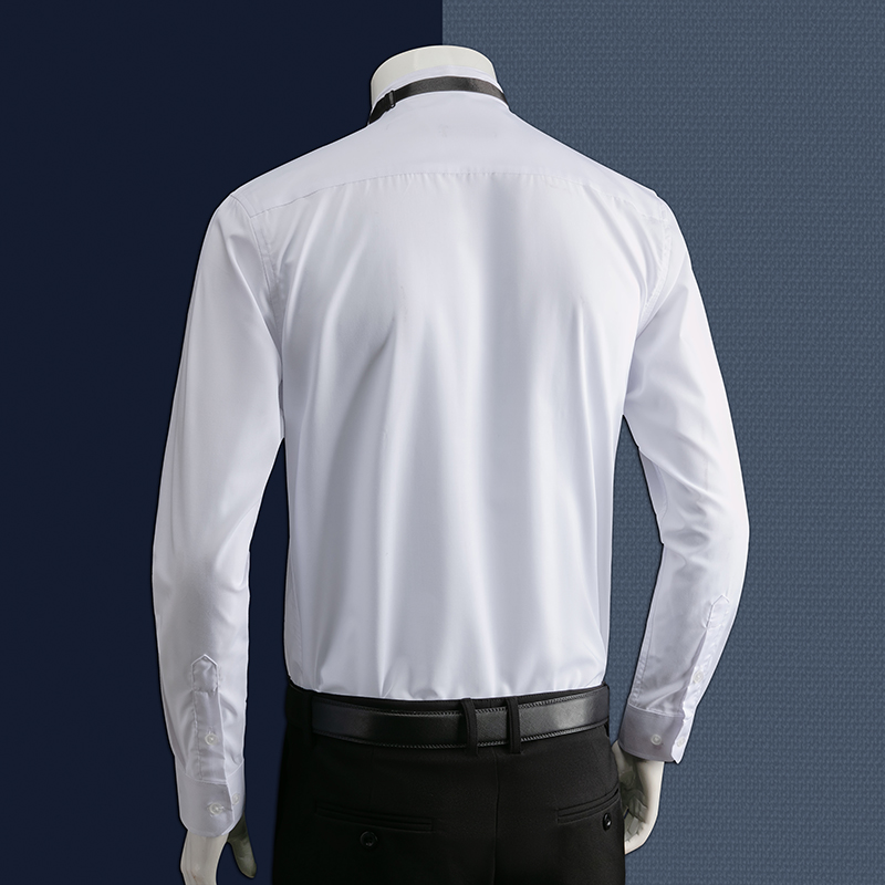 衬衫男长袖男士结婚法式休闲潮流伴郎正装婚礼新郎燕子领白色衬衣