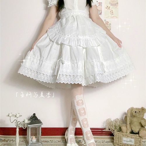 lolita刺绣纯棉制小裙 棉布半身打底裙 小蓬度防透裙 棉布打底裙