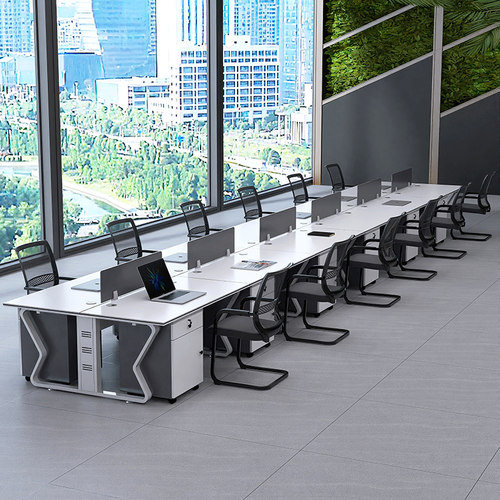 办公桌8八10人位简约现代员工工D作位屏风桌椅组合办公室多人桌子