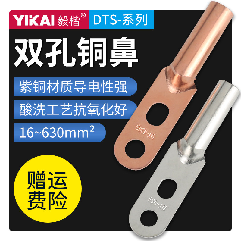 双孔铜鼻子DTS25/35/70/95/120/150/185/240/300平方线耳接线端子
