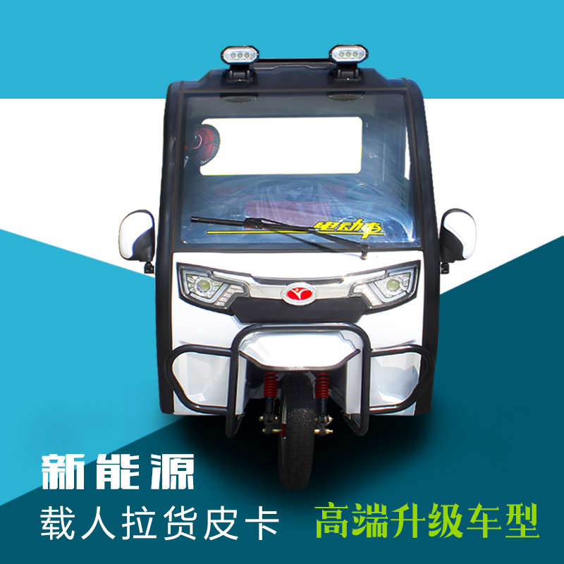 大将新款全封闭电动三轮车家用小型接送孩子带棚拉货老年老人皮