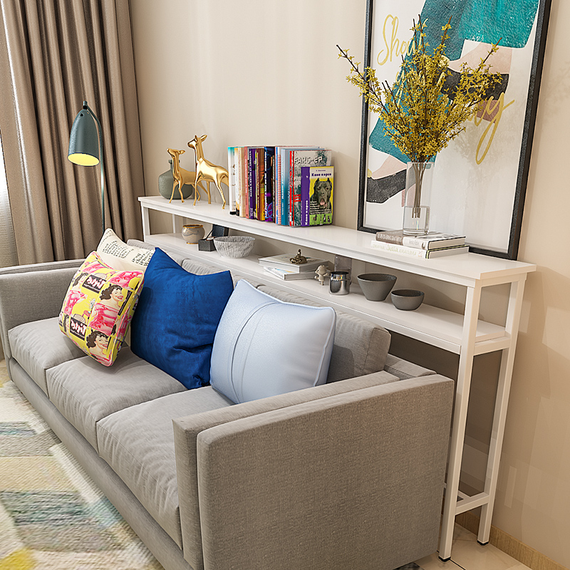 客厅沙发后置物架靠墙落地实木床后置物收纳架玄关桌玄关台长条架