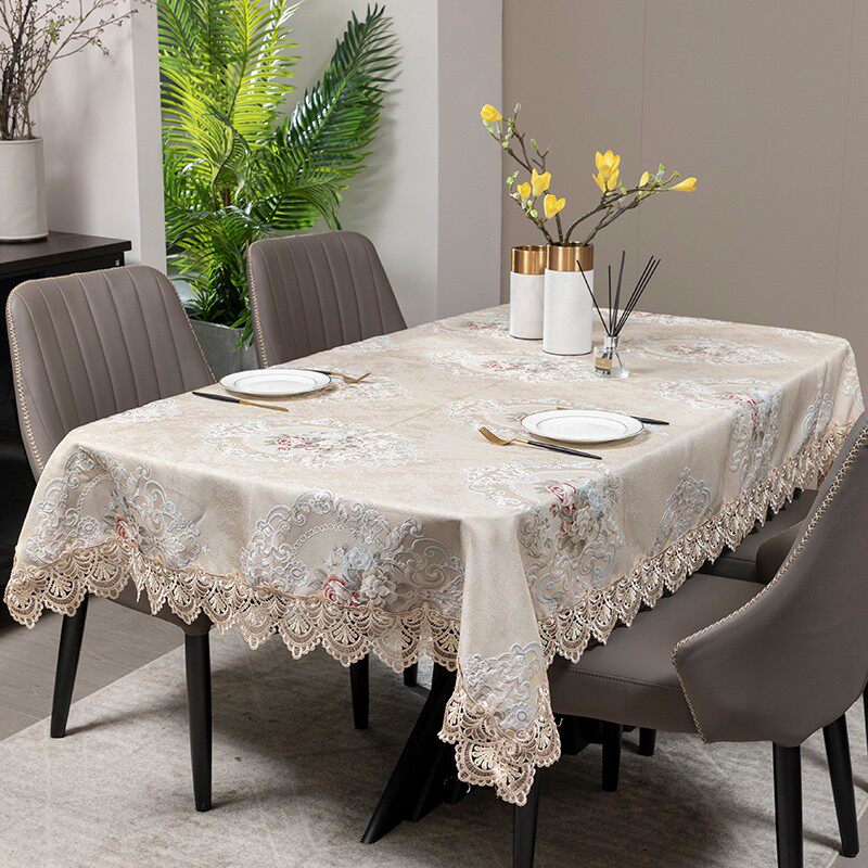 欧式奢华家用简约长方形椭圆形正方形蕾丝布艺茶几台布餐桌布桌布