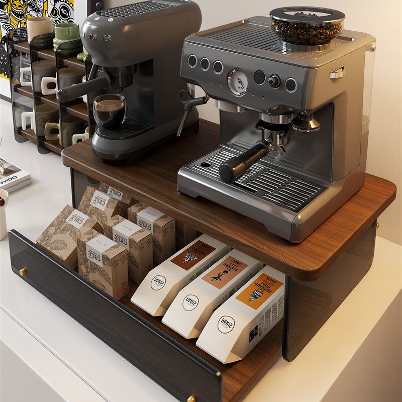 实木咖啡机置物架分m层式咖啡杯茶杯收纳架马克杯防尘杯子收纳摆