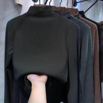 绒德双面半高领打底衫女秋冬大码胖妹妹200斤加绒加厚宽松内新款