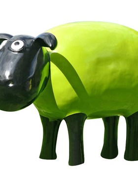 户外植草羊雕塑卡通动物玻璃钢公园林景观小品草坪装饰品落地摆件