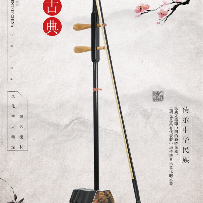实木二胡 初学成人用二胡 色木初学二胡 包邮送V配件 二胡初学