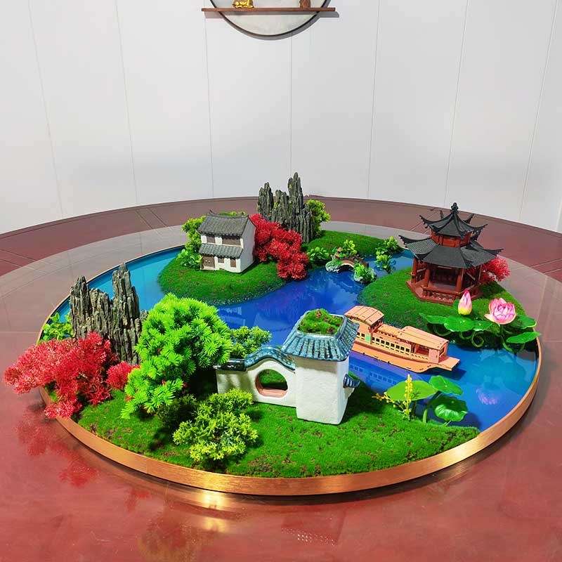 酒店大圆桌装饰花餐厅餐桌转盘中间摆花饭店饭桌摆台花艺定制桌芯