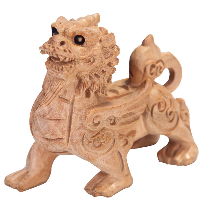 肥城桃木貔貅手把件木雕 文玩桃木把玩件小号摆件工艺品