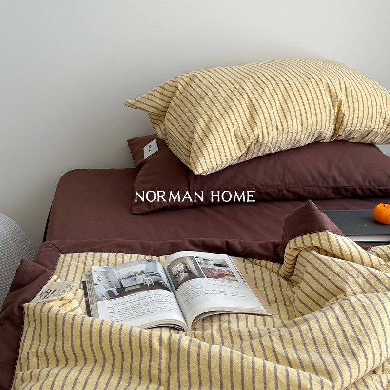 深藏blue/夏季条纹博主风夏被纯棉全棉空调被子夏凉被四件套被芯