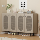 2025爆款 实木鞋 柜家用门口大容量室内新款 入户玄关柜藤编收纳柜子