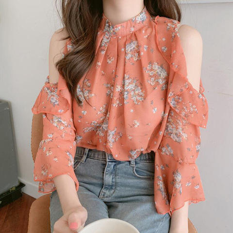 法式小碎花衬衫女夏设计感小众遮