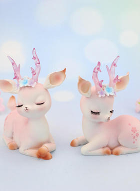 北欧可爱小鹿汽车内饰品车载摆件