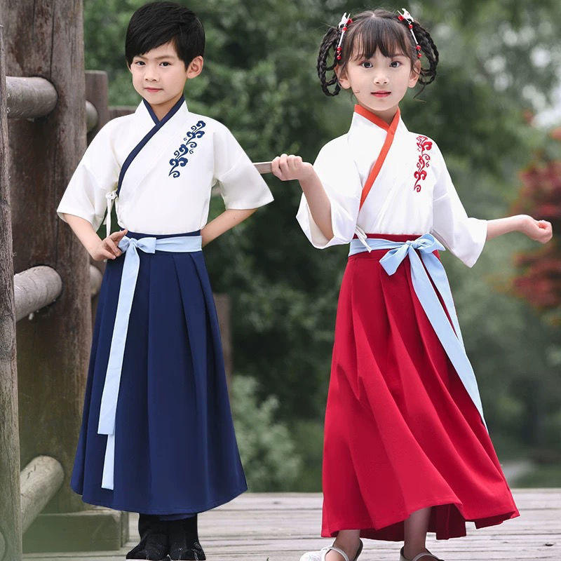儿童古装汉服国学服男童书童三字