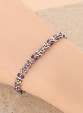 女式新款手链金色滴油橄榄叶子不