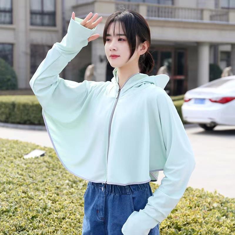 防晒衣女冰丝短款薄外套夏季长袖