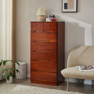 50/60/70cm五斗柜实木收纳柜抽屉式柜子储物柜带锁边柜卧室置物柜