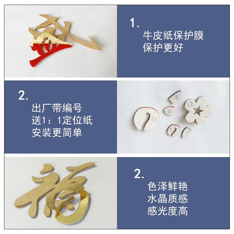 大福字过新年房间布置客厅电视背景墙面上装饰画品春节中国风贴纸