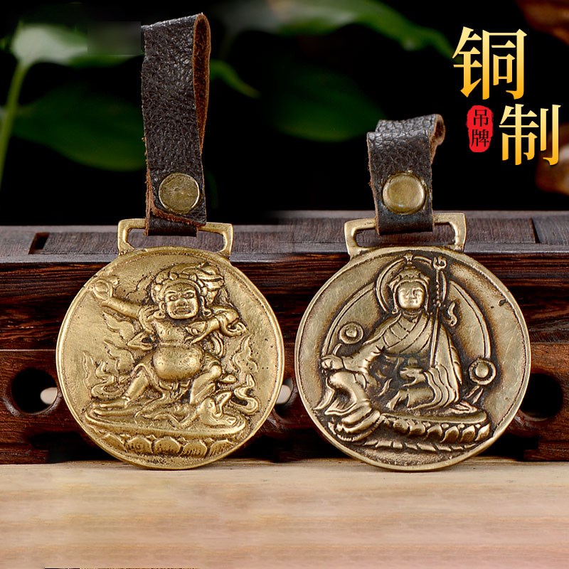 九宫八卦牌铜像腰牌西藏随C身尼泊尔手工观音菩萨挂坠