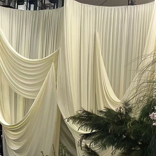 奶油色婚庆布幔香槟色舞台背景布吊顶布弹力布婚礼帷幔装饰布幕布