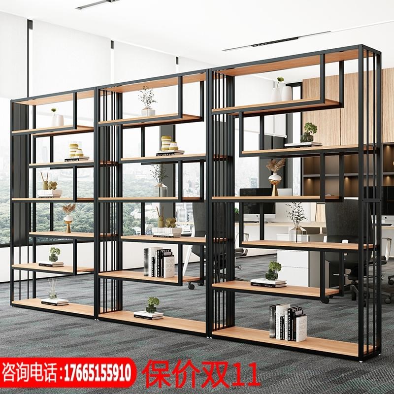餐厅花架镂空铁艺屏风隔断办公室隔断置物架落地书架X工业风装饰