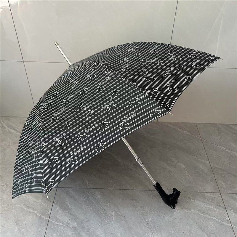 日系条纹控手动长柄西高地犬全钢防风晴雨两用弯钩狗头可爱抗风伞