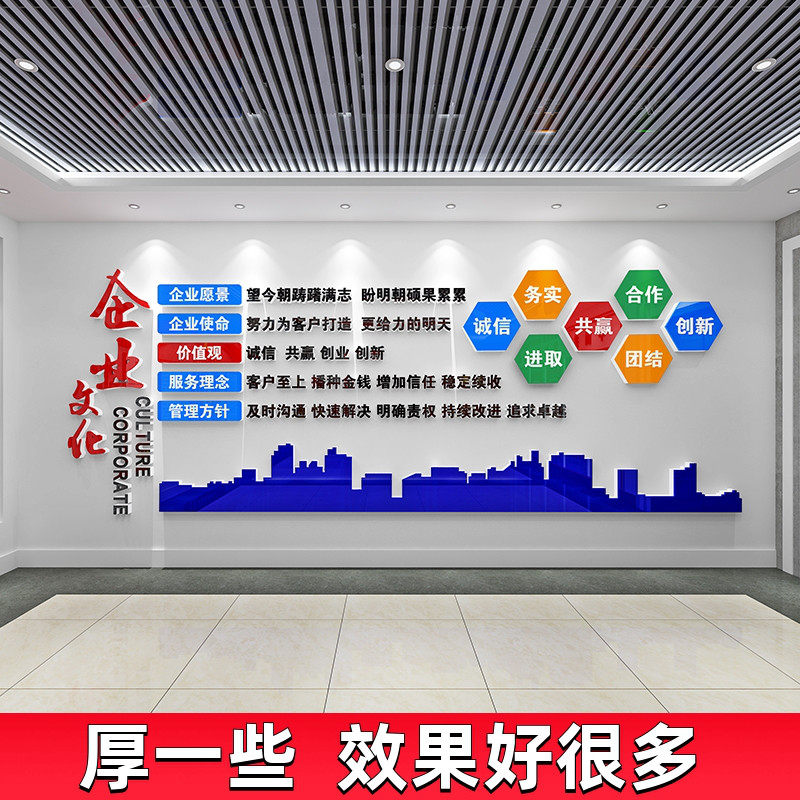 企业文化墙贴定制公司形象墙会议办公室背景墙面装饰布置励志标语