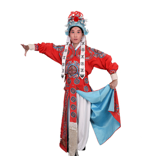 京剧戏曲武生武将军团花剑衣 婺剧越豫剧戏服 古装演出侍卫白箭衣