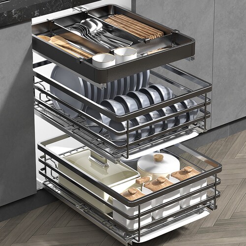 单层碗碟拉篮厨房橱柜300柜体w350柜体400柜体450柜体500柜体