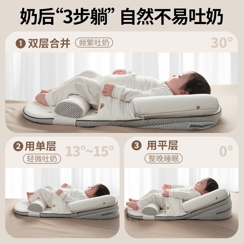 防吐奶可调节斜坡枕婴儿喂奶神器斜坡垫新生安抚枕躺睡宝宝床中床
