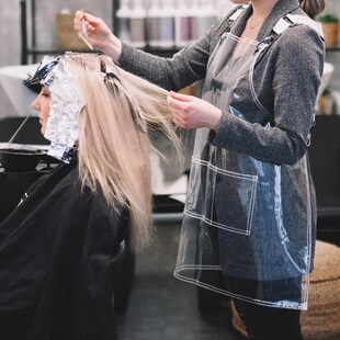 夏季时尚透明防水围裙剪发师美发店大工烫染师工作服助理背带围裙