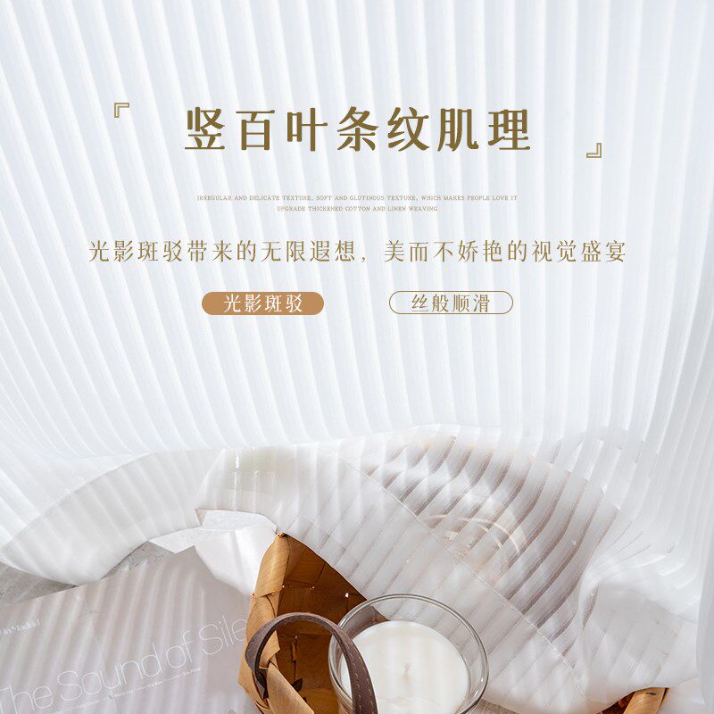 竖百叶纱帘c免打孔安装飘窗阳台卧室梦幻帘白色窗帘纱帘透光不透