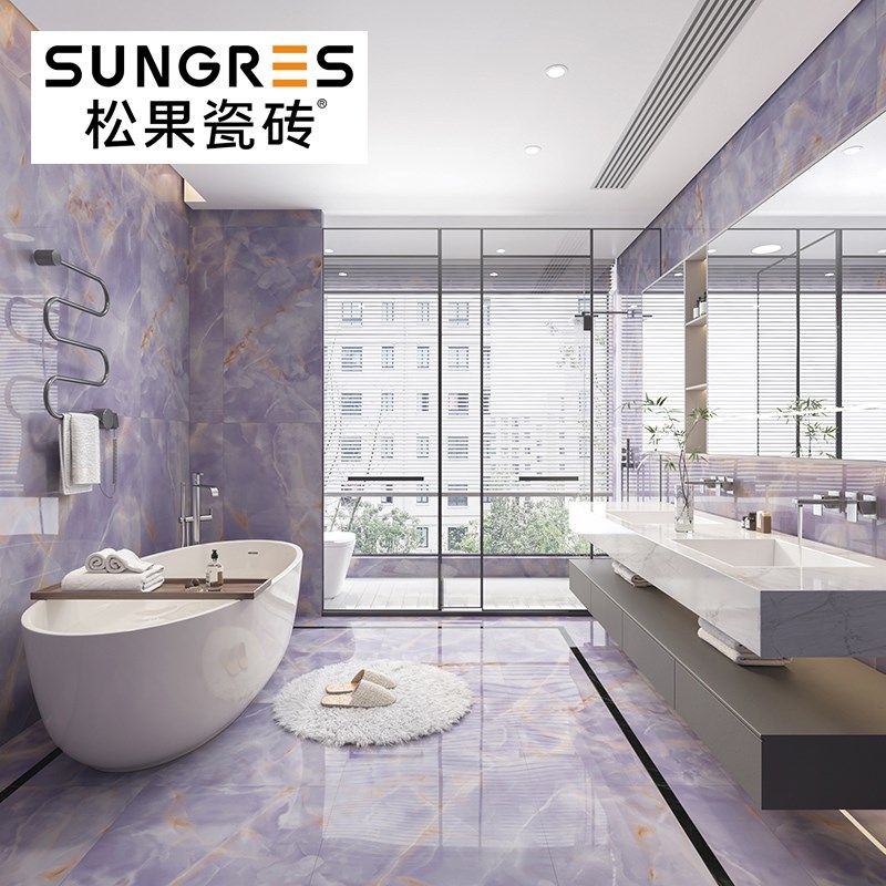 现代简约浅紫色奢石大理石瓷砖客厅地砖卫生间厨房墙砖600 1200