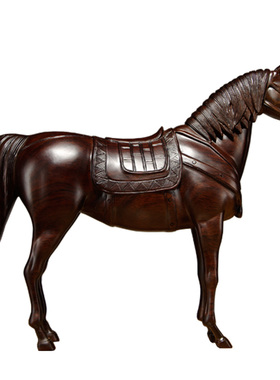 黑檀木雕马到成功摆件实木雕刻唐马家居客厅办公装饰红木工艺礼品