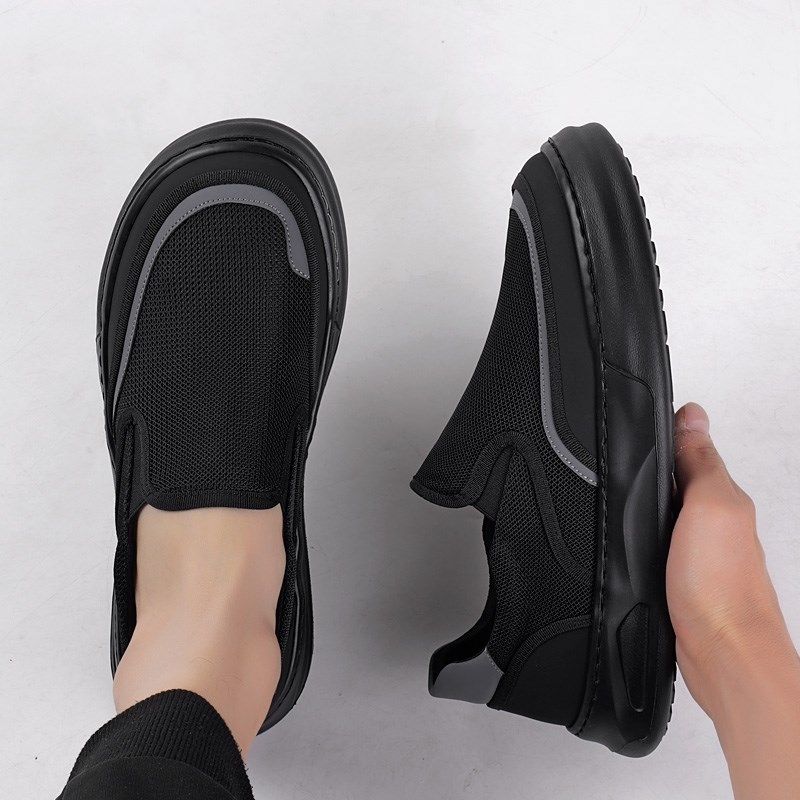 布鞋男款夏季透气防臭镂空网面懒人鞋休闲薄款软底轻便男士板鞋潮