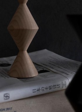 后弄无尽之柱摆件实木烛台 抽象几何榉木雕塑民宿装饰品拍照道具