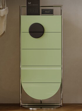 多巴胺超窄五斗柜高亮光烤漆绿色包豪斯客厅卧室储物收Z纳柜床头