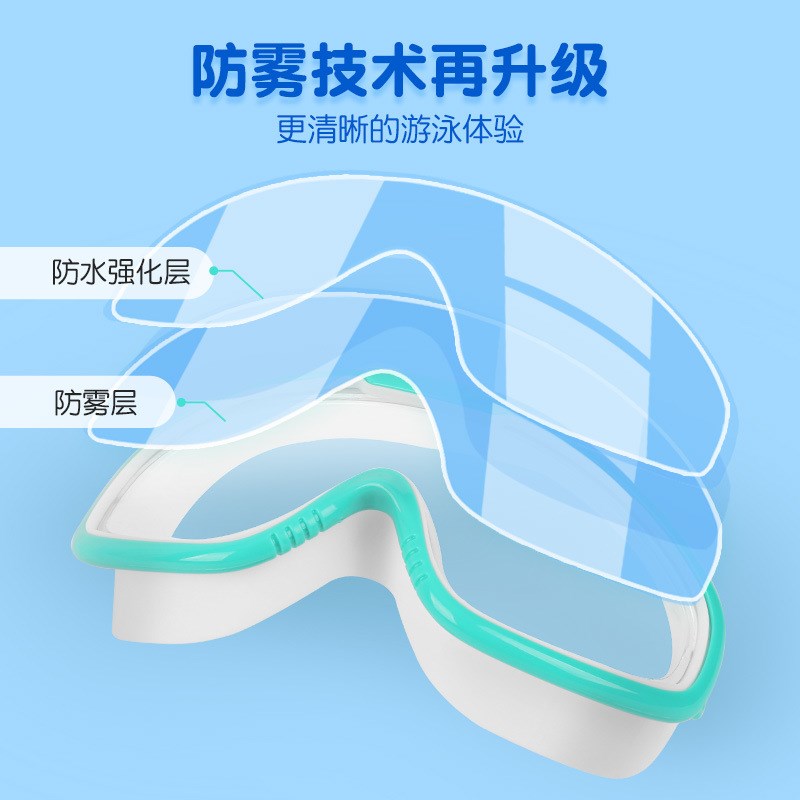 儿童游泳镜大框防水防雾高清w平光炫彩电镀护目镜男女游泳泳镜装