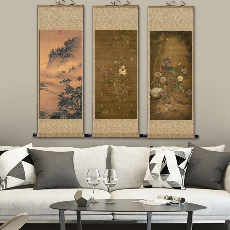宋代名家字画赵佶挂画芙蓉锦鸡图花鸟画松严仙馆梅V竹江山放牧国