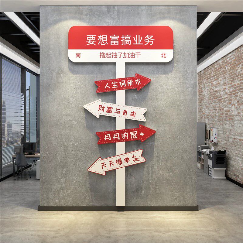 办公室氛围布置墙壁面装饰销售网红激励志标语公司企业文化贴纸画