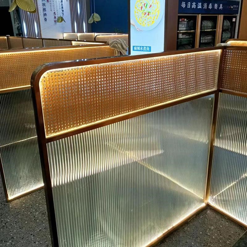 商用餐厅卡座矮隔断藤编屏风火锅店咖啡酒馆免打孔可移动围栏半墙