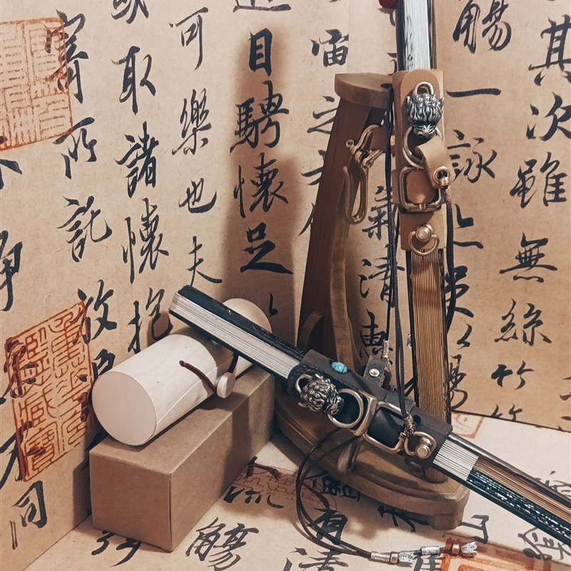 折扇  扇子 扇套  扇袋 小扇 豪华版O,疯马皮  植鞣皮