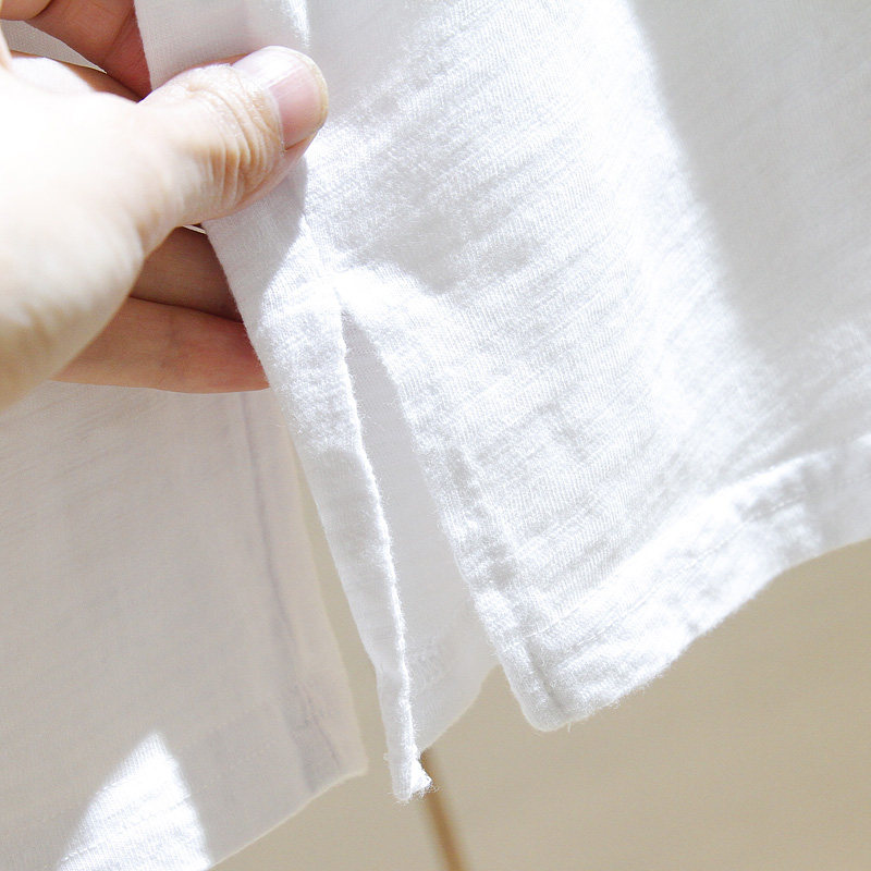 2021春秋季新款韩版竹节棉刺绣白色t恤女长袖宽松百搭打底衫体恤