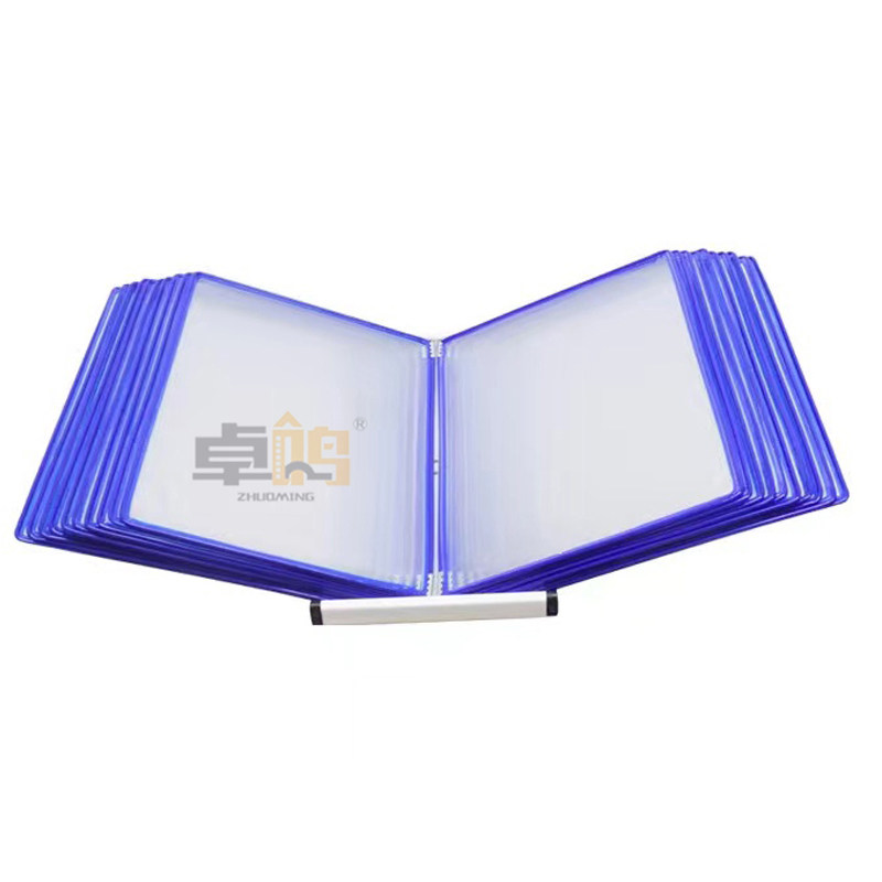 A4台式翻页文件夹活页20页透明转轴立式挂壁PVC收纳文件夹展示架