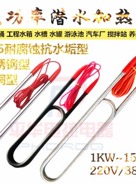 包邮不锈钢大功率潜水电加热管工业38D0V防水加热器水箱220v发热
