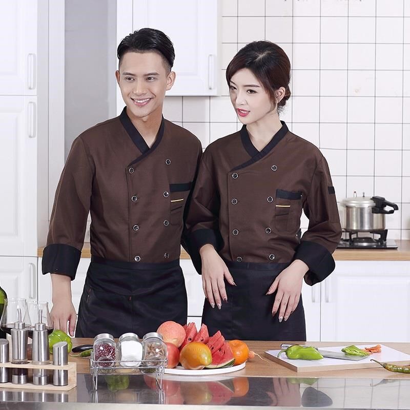 厨师工作服长袖厨房服装男女西餐厅厨衣饭店后厨厨师服长袖秋冬装