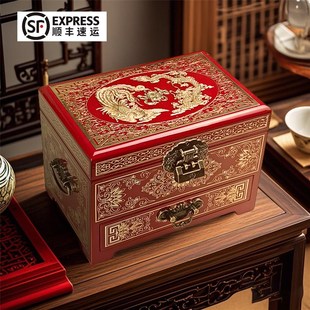 高档古风木质中式平遥推光漆器螺钿首饰盒贝壳送礼朋Y友结婚收纳