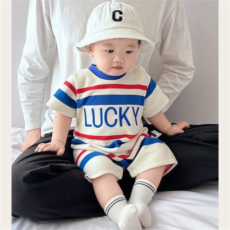 婴幼儿夏装宝宝连体衣夏季新款超洋气婴幼儿满月百天外出爬服夏天