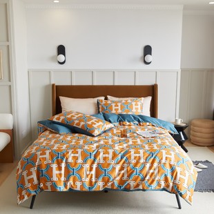 床单四件套60支长绒棉床上活性印花全工艺色布2021新品简约