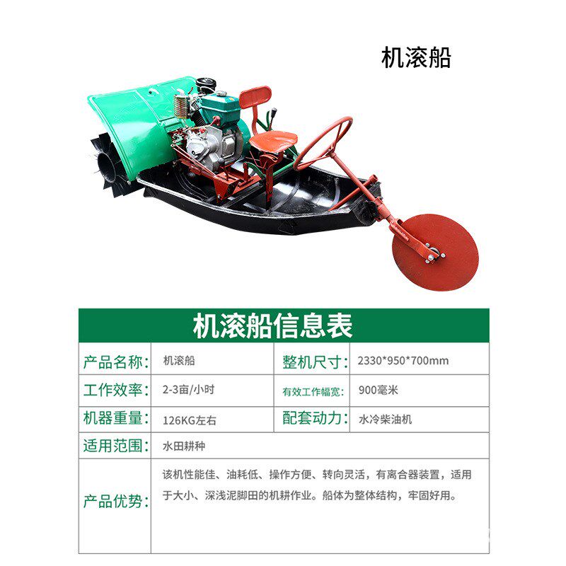 久农王乘坐式旋耕机水旱两用烂泥田深水田打田机滚船机耕船微耕机